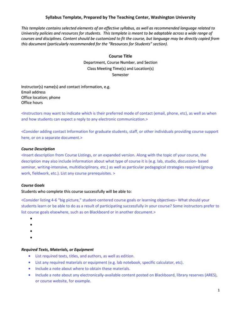 Blank Syllabus Template