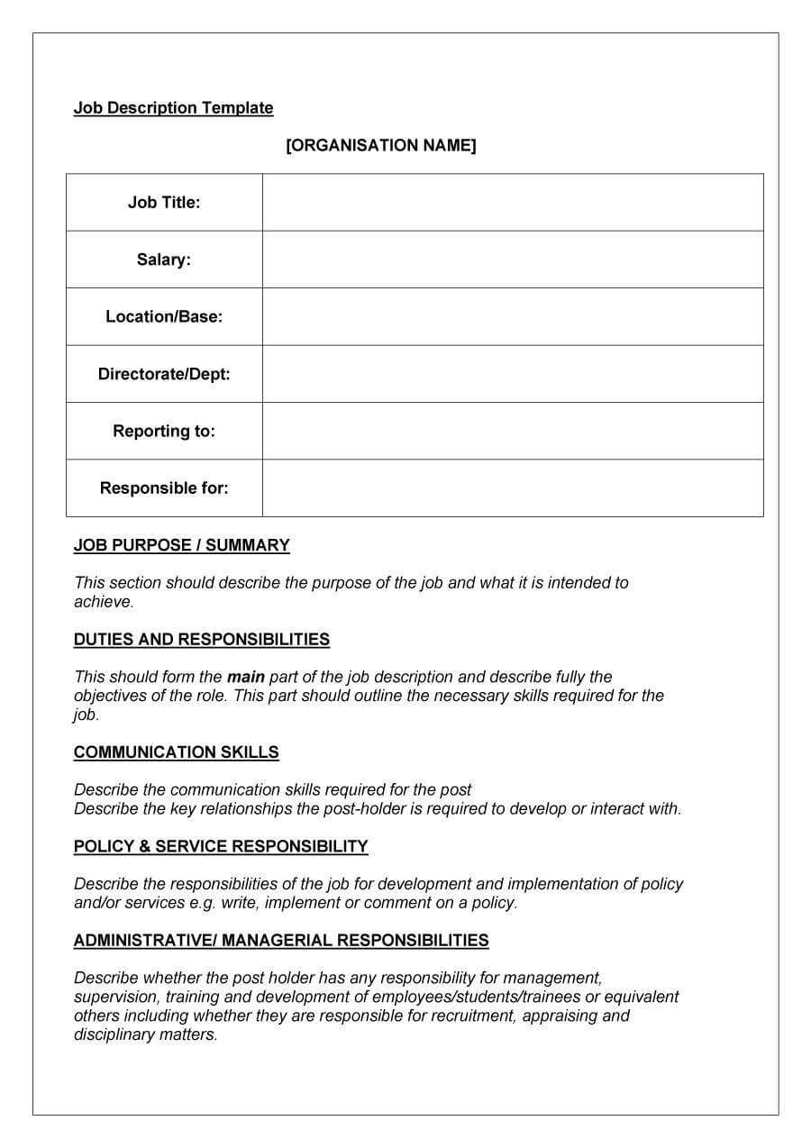 47 Job Description Templates & Examples ᐅ Template Lab Within Job Descriptions Template Word