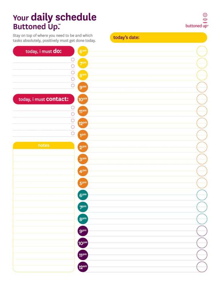 blank daily schedule template printable