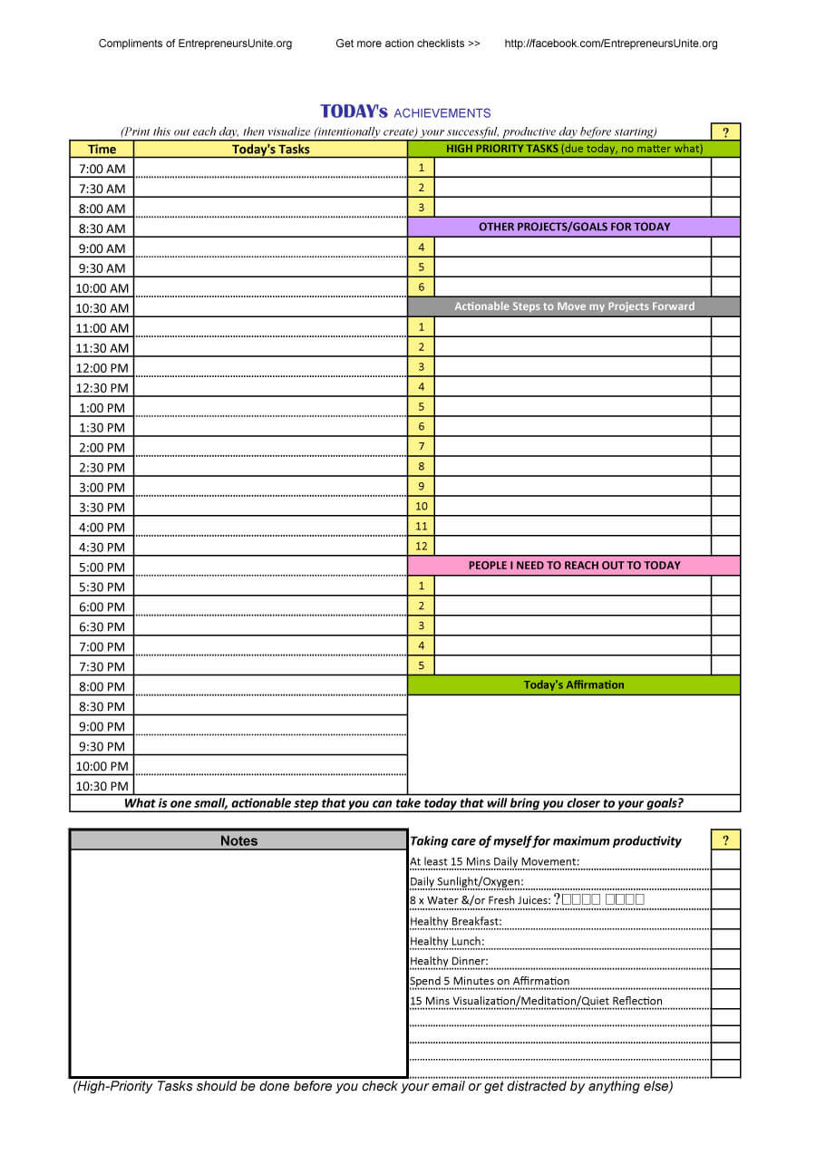 47 Printable Daily Planner Templates (Free In Word/excel/pdf) With Regard To Printable Blank Daily Schedule Template