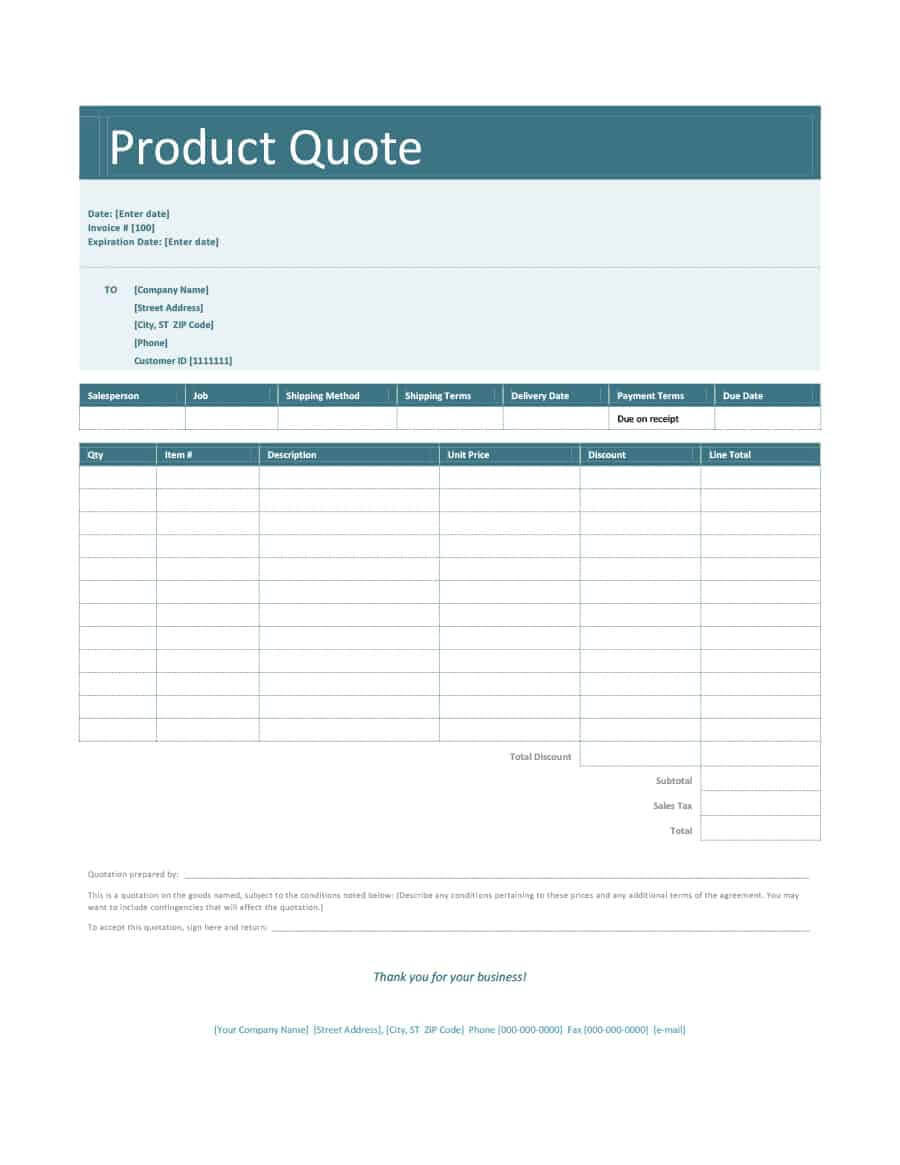 47 Professional Quote Templates (100% Free Download) ᐅ With Blank Estimate Form Template