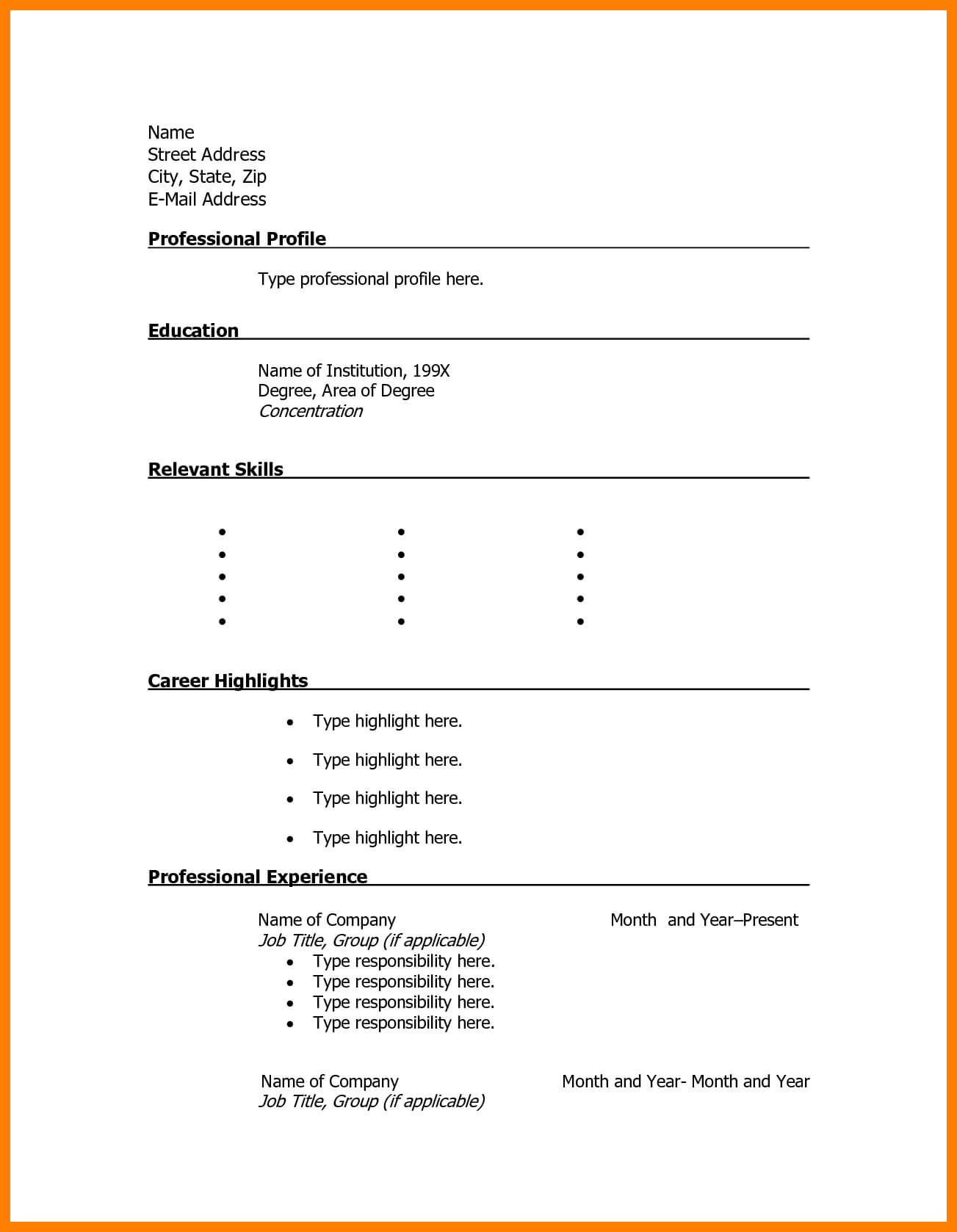 5+ Free Printable Resume Samples | St Columbaretreat House With Free Printable Resume Templates Microsoft Word