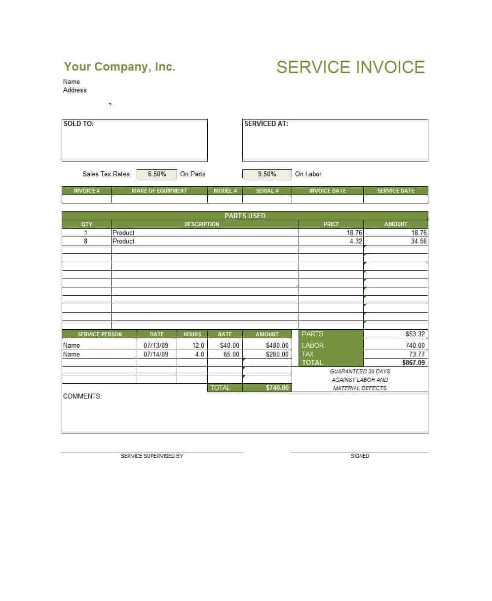 50 Simple Service Invoice Templates [Ms Word] – Template Archive Inside Free Downloadable Invoice Template For Word