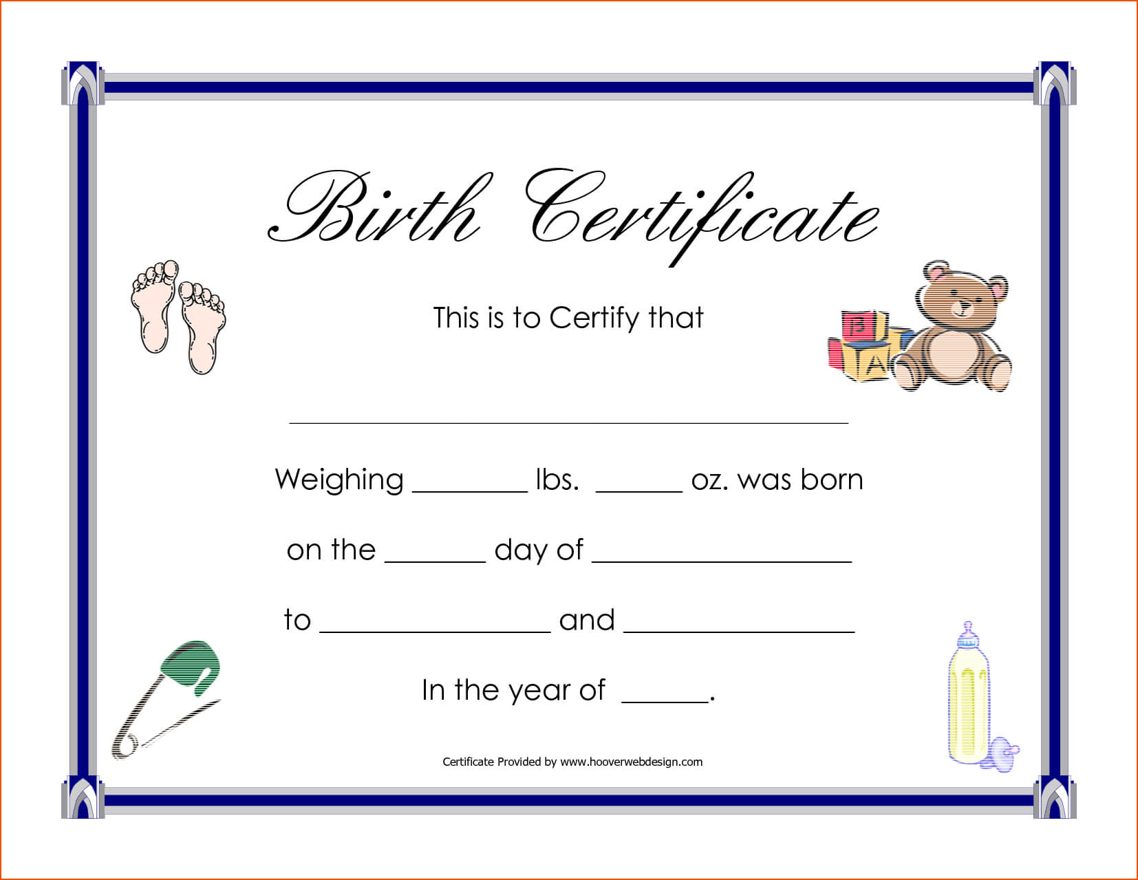 6+ Birth Certificate Templates – Bookletemplate For Birth Certificate Template For Microsoft Word