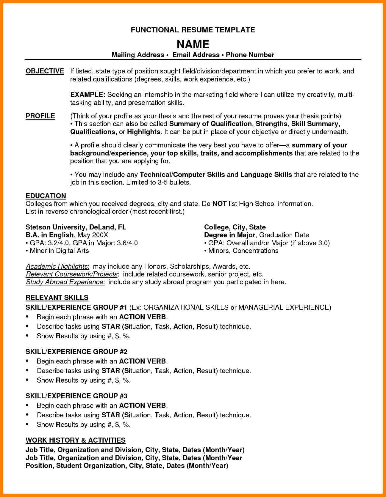 6+ Combination Resume Sample Pdf | Letter Adress Throughout Combination Resume Template Word