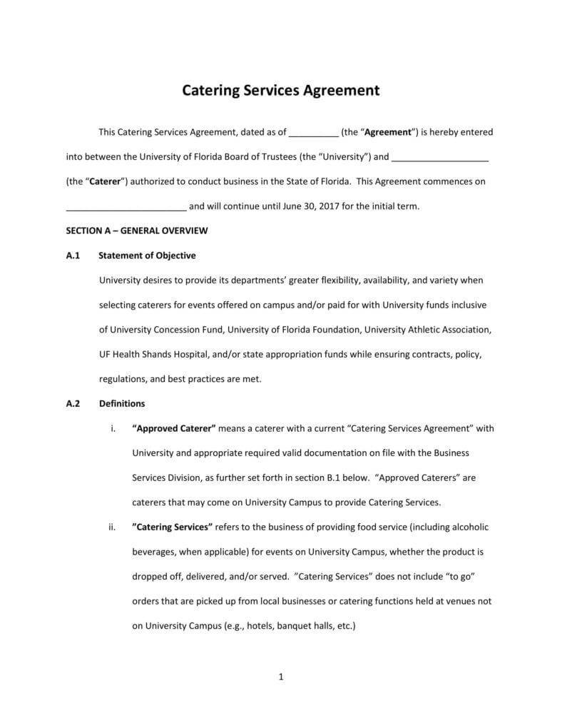 6+ Food Service Contract Templates – Pdf, Word | Free Throughout Catering Contract Template Word