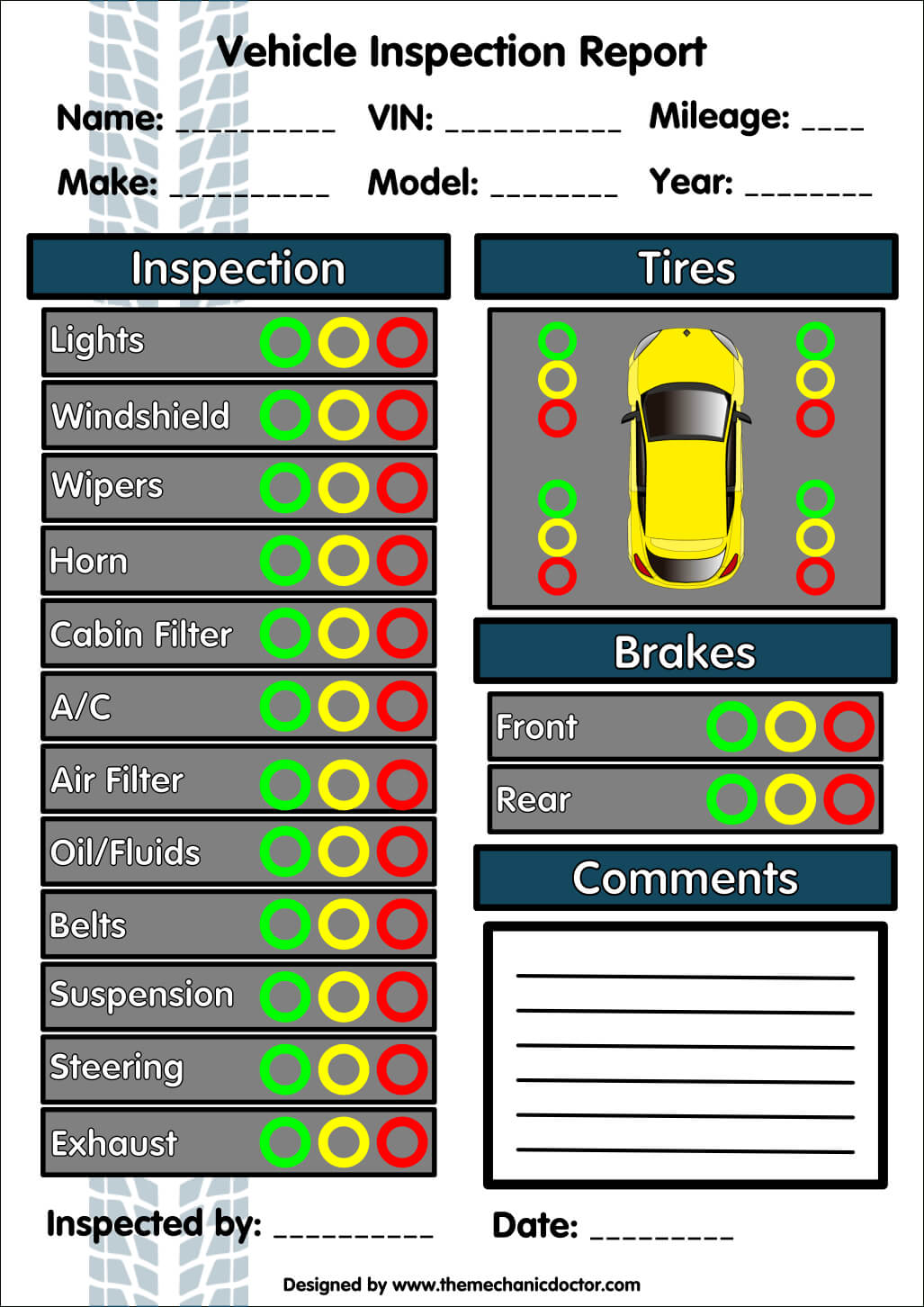 6 Free Vehicle Inspection Forms – Modern Looking Checklists For Vehicle Inspection Report Template