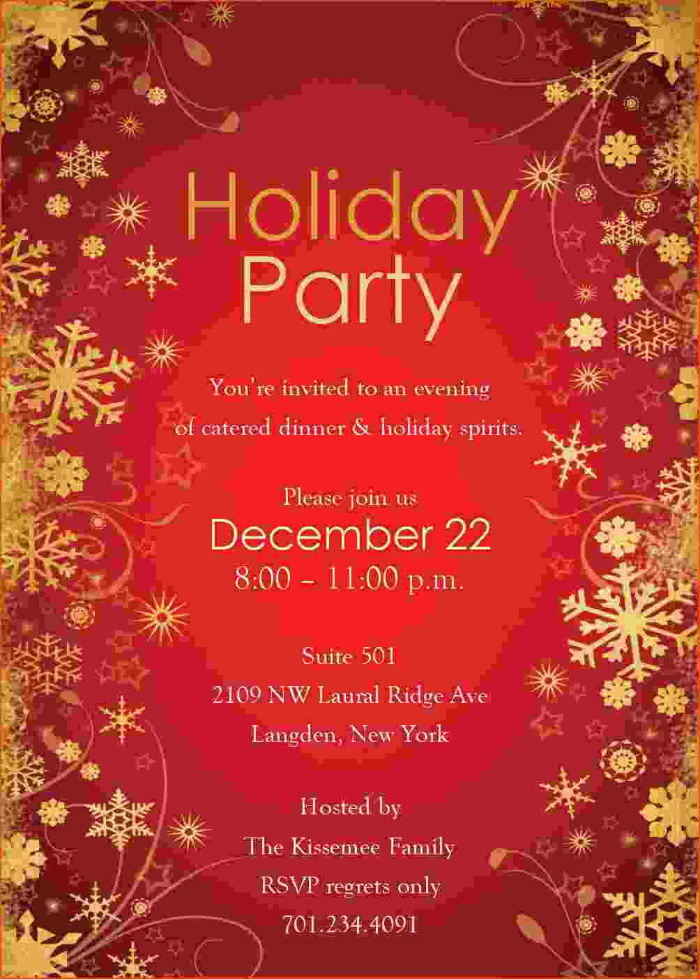 7+ Free Holiday Party Invitation Templates – Bookletemplate Pertaining To Free Dinner Invitation Templates For Word