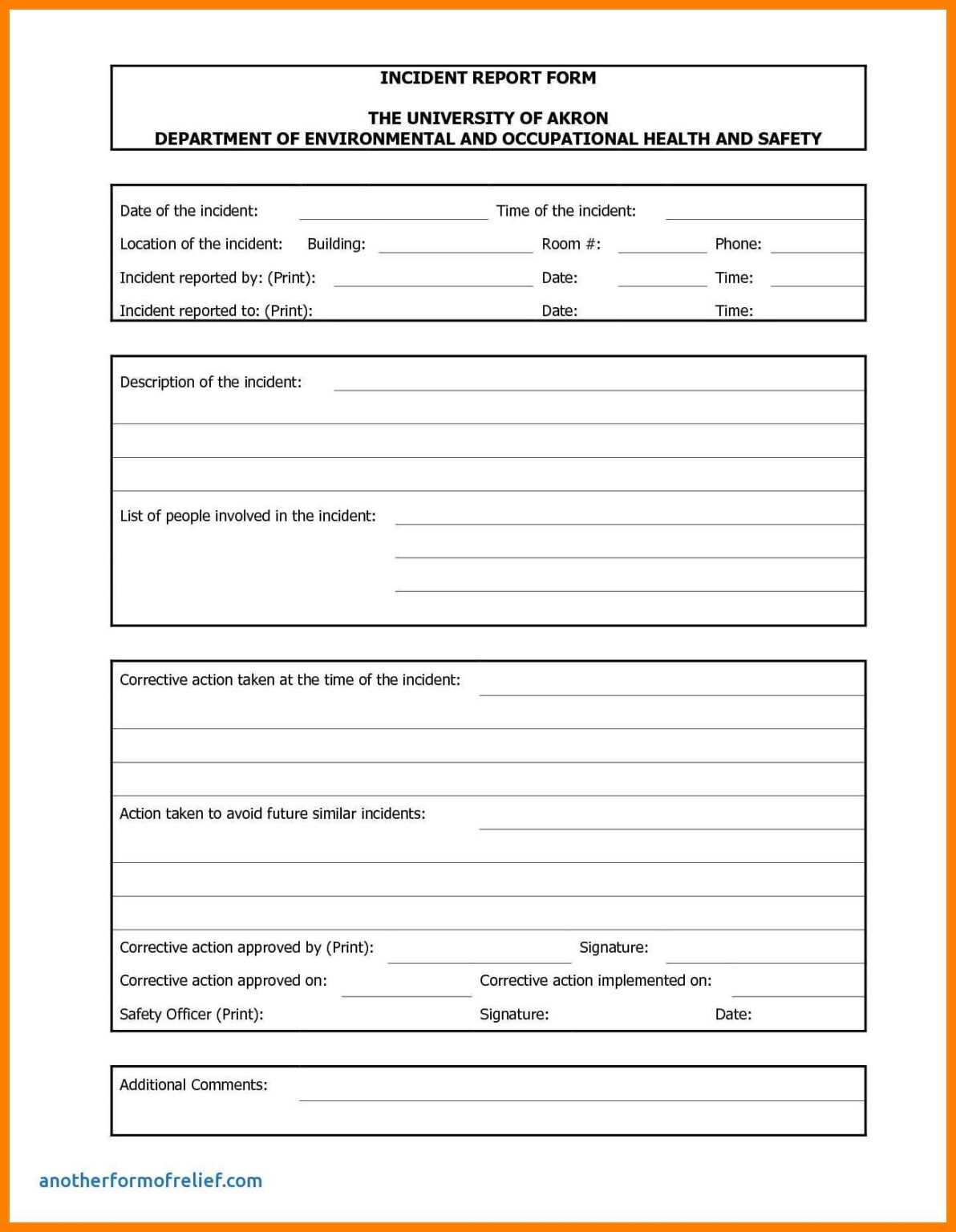 Incident Report Form Template Excel