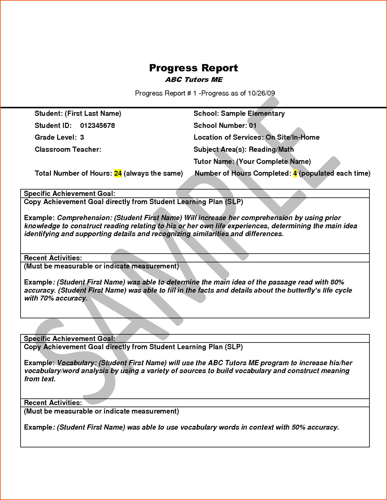 7+ Progress Report Template – Bookletemplate With Simple Report Template Word