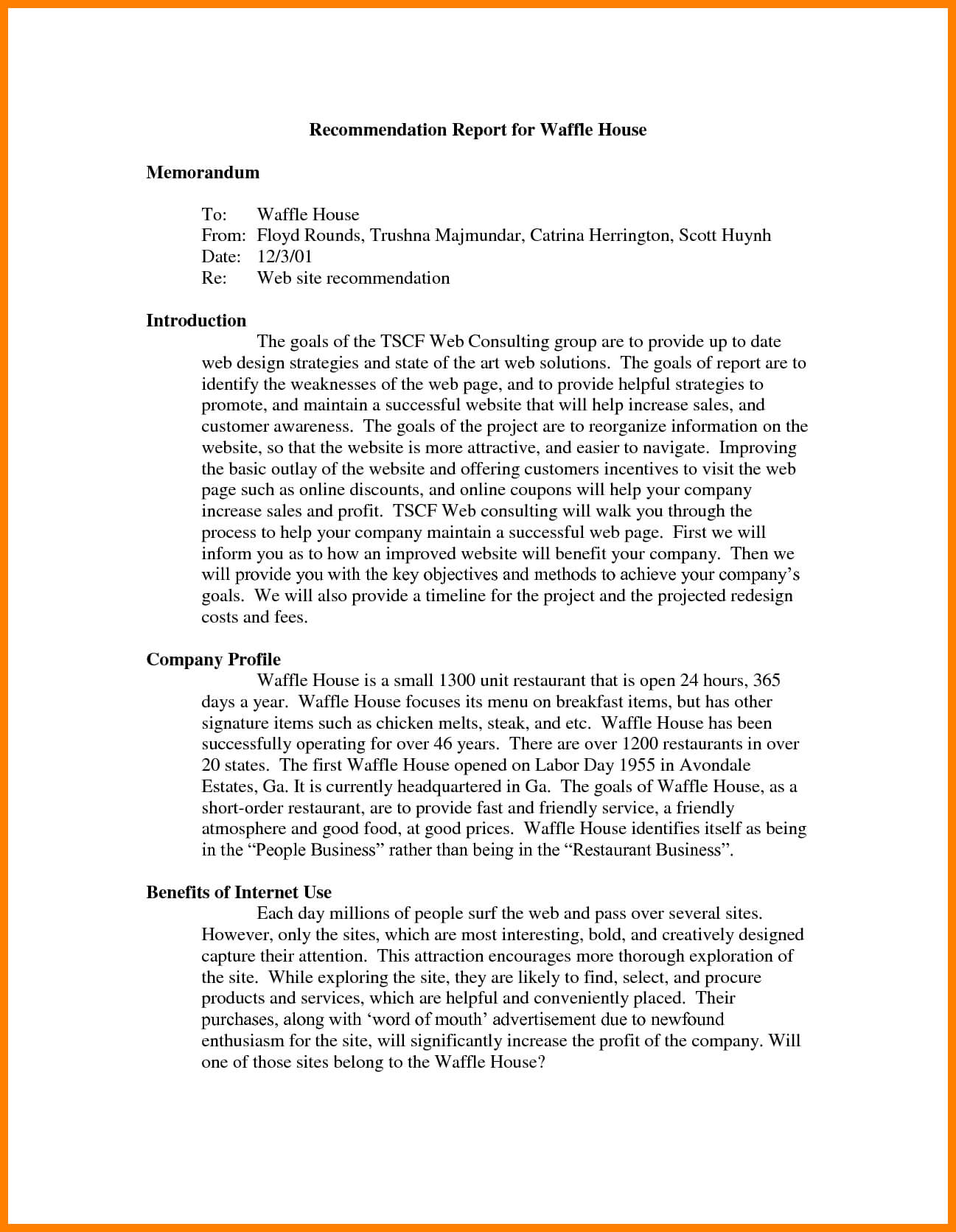 7+ Recommendation Report Example | Letter Adress Intended For Recommendation Report Template