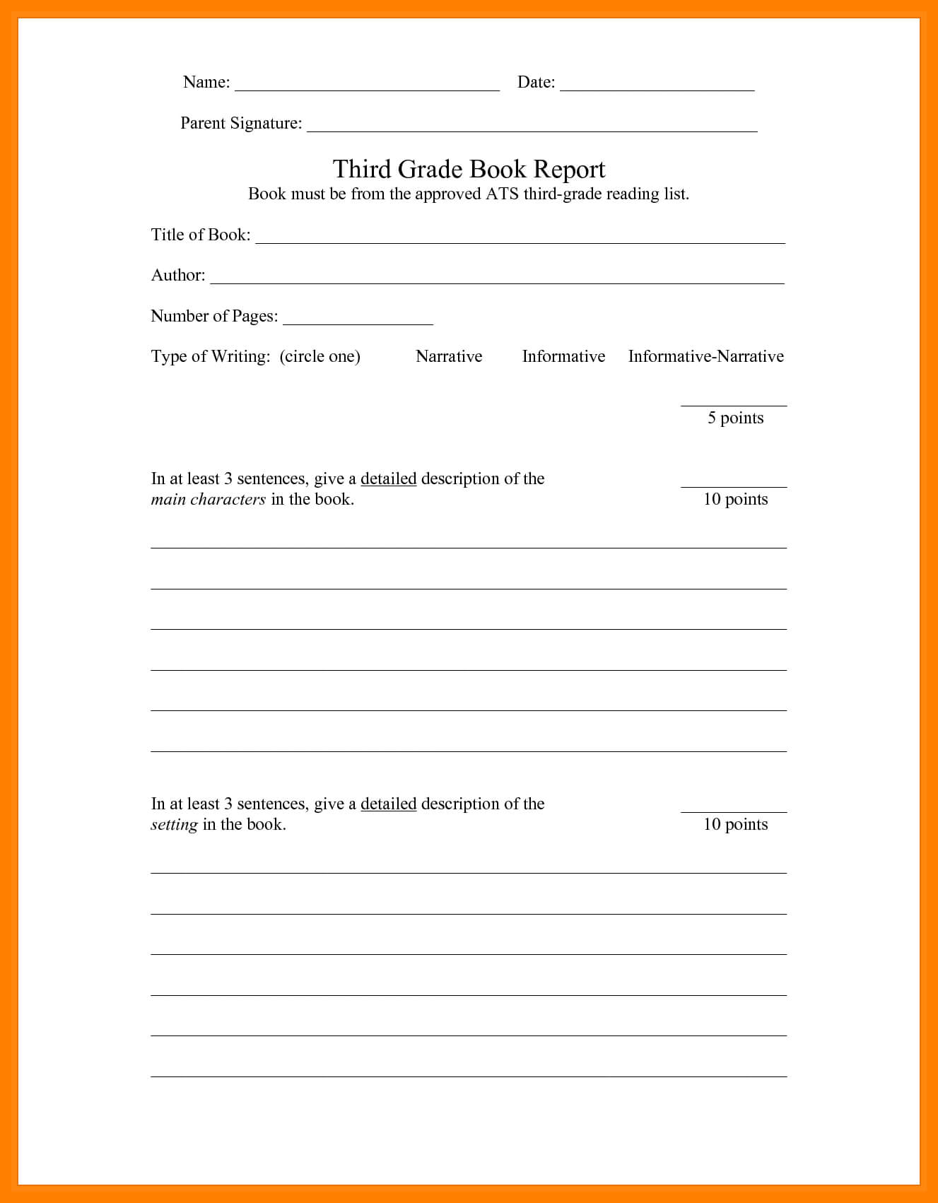 8+ 3Rd Grade Book Report Template | Time Table Chart Regarding Book Report Template 3Rd Grade