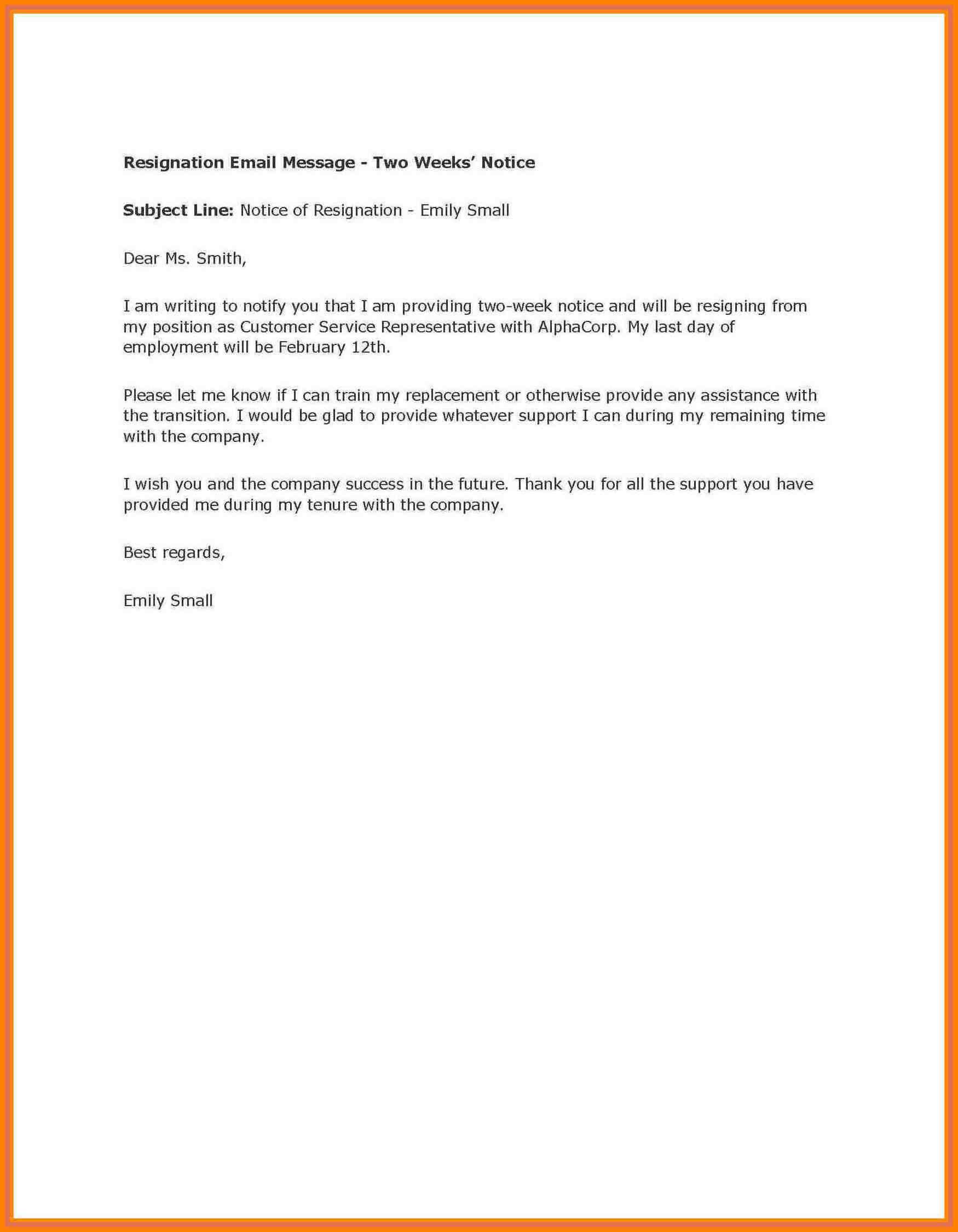 8+ Example Of Two Weeks Notice Letter | Inta Cf Intended For 2 Weeks Notice Template Word