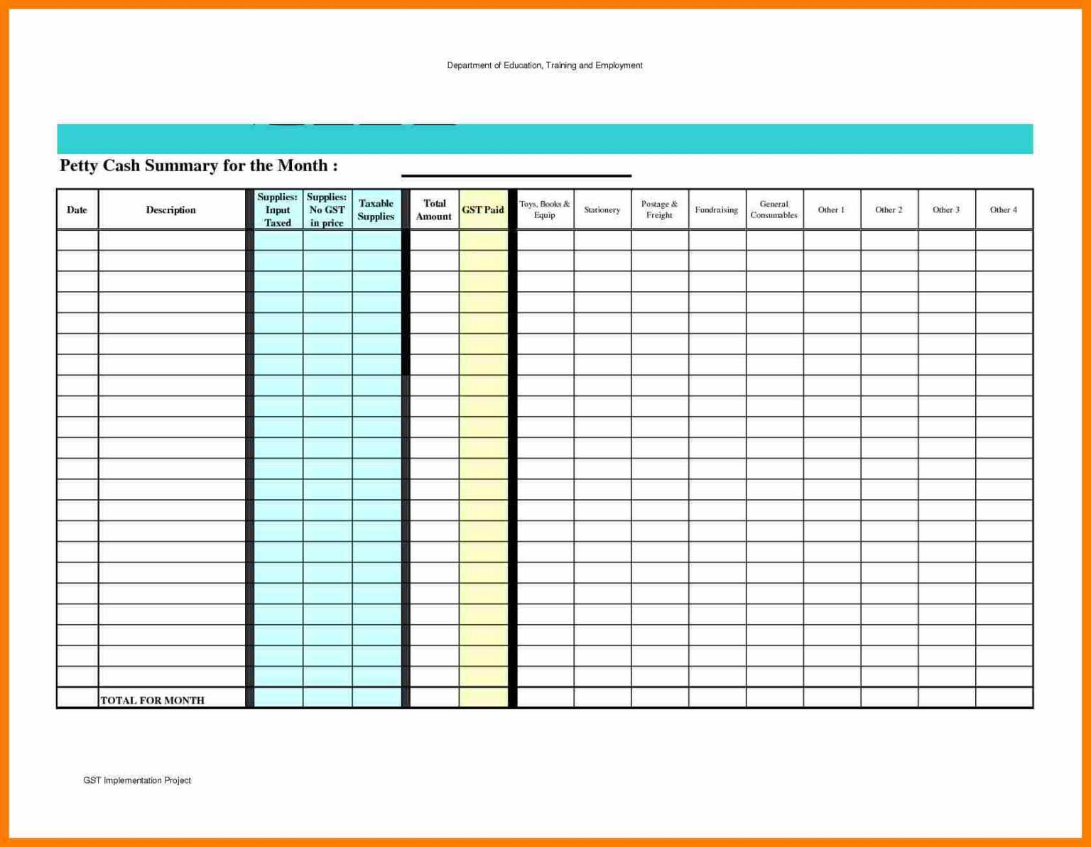 8+ Free Petty Cash Template Download Shrewd Investment Inside