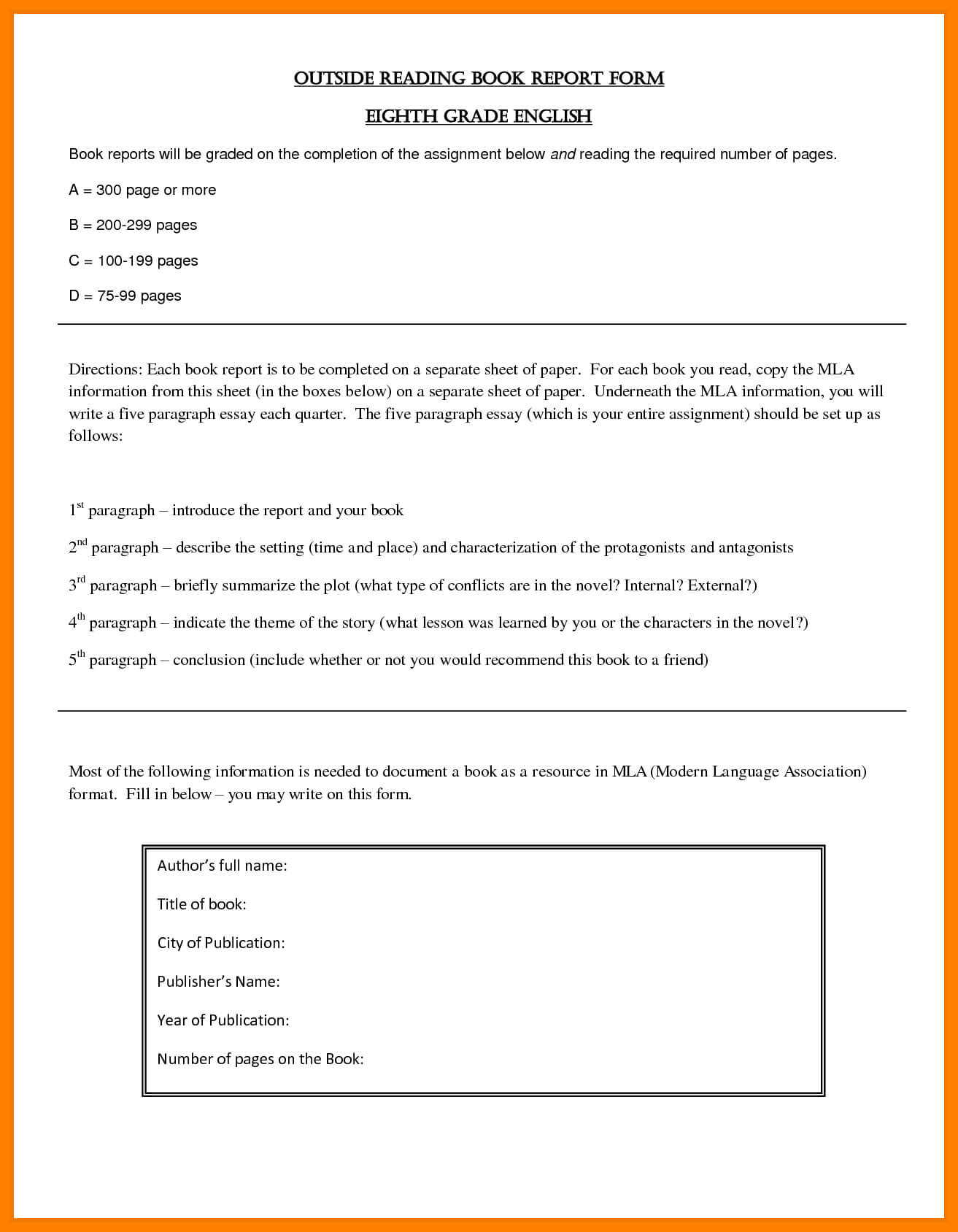 8+ Free Sample Book Reports | Shrewd Investment Throughout High School Book Report Template