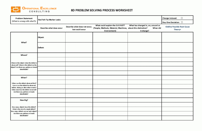 8d problem solving excel format