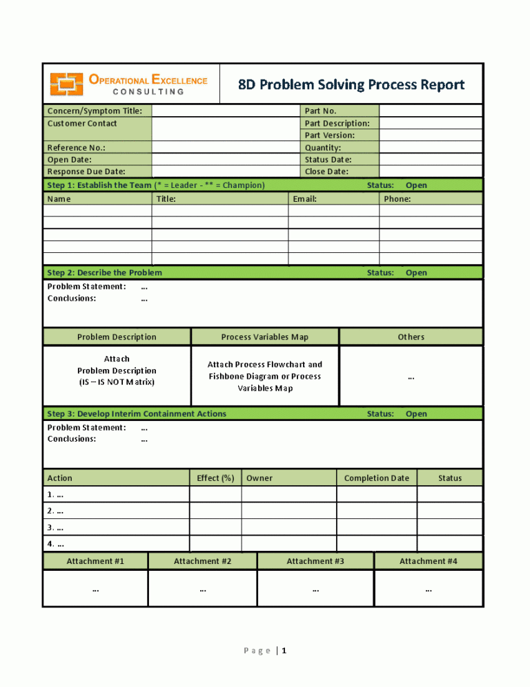 Dmaic Report Template