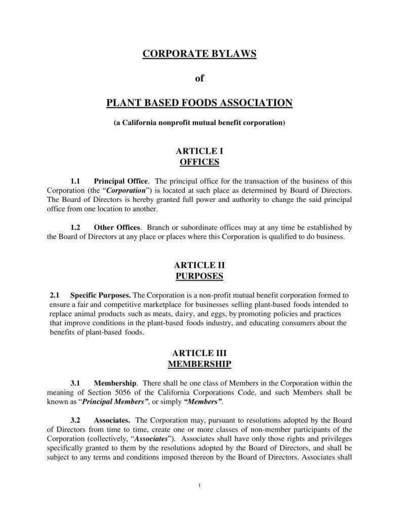 9+ Corporate Bylaws Templates – Pdf | Free & Premium Templates With Corporate Bylaws Template Word