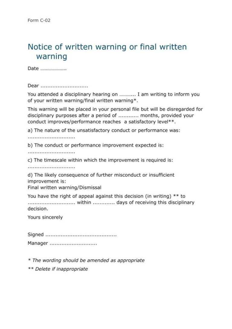 9 Disciplinary Warning Letters Free Samples Examples In
