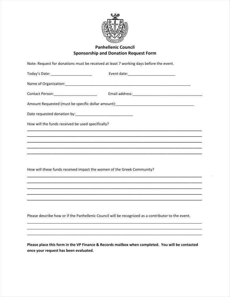 9+ Donation Application Form Templates Free Pdf Format With Blank Sponsor Form Template Free