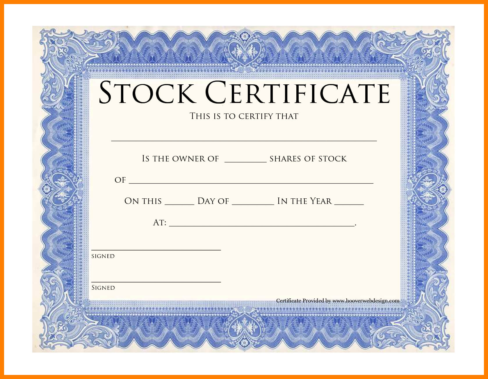9+ Free Stock Certificate Template Word | Marlows Jewellers Regarding Blank Share Certificate Template Free