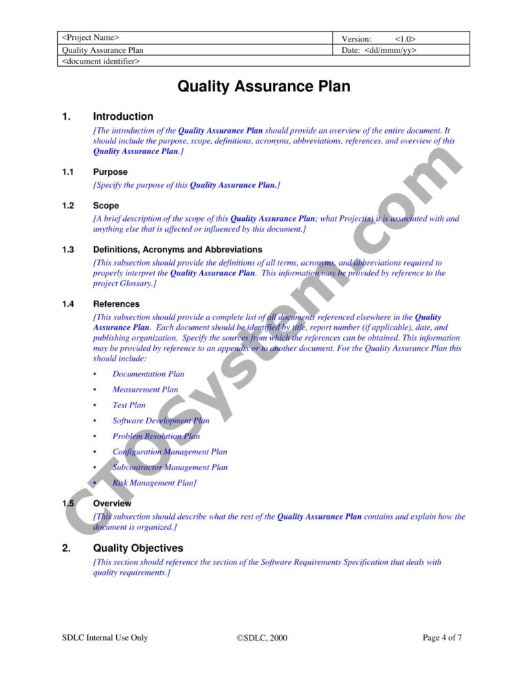 Software Quality Assurance Report Template