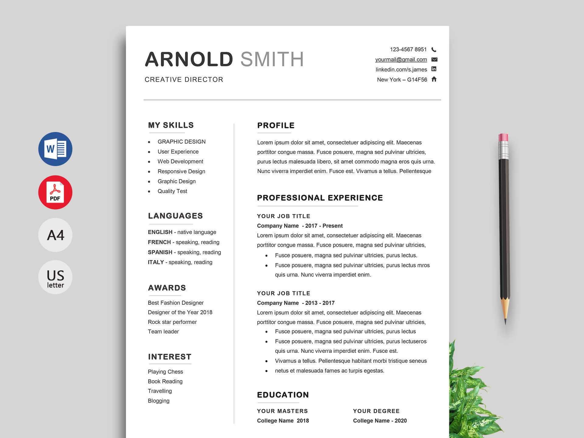 Ace Classic Cv Template Word – Resumekraft With Free Resume Template Microsoft Word