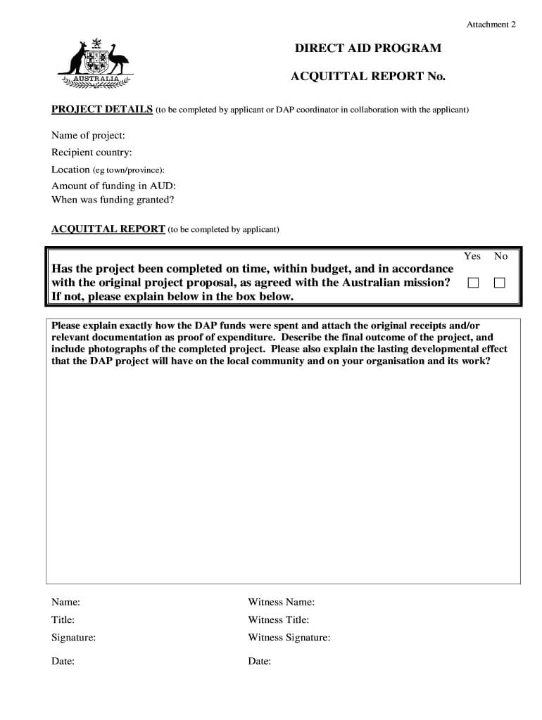 Acquittal Form – Fill Online, Printable, Fillable, Blank In Acquittal Report Template