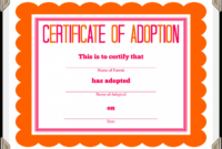 Adoption Certificate Template – Certificate Templates with regard to Blank Adoption Certificate Template