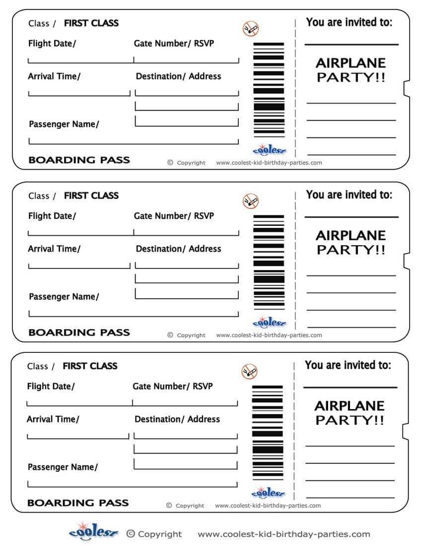 Airline Ticket Template Pdf Plane Online Canva Within Plane