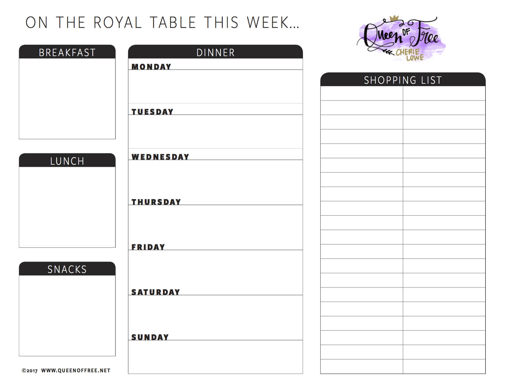 All New: Free Printable Meal Planner You Can Edit – Queen Of With Blank Meal Plan Template