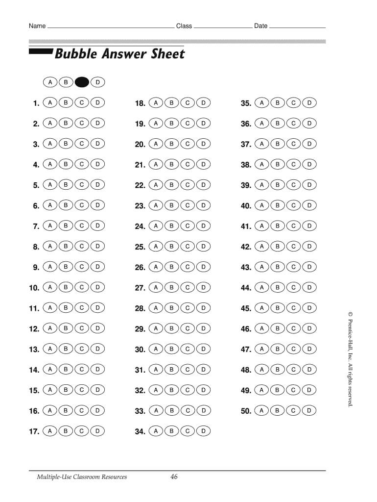Answer Sheet Generator – Fill Online, Printable, Fillable Throughout Blank Answer Sheet Template 1 100