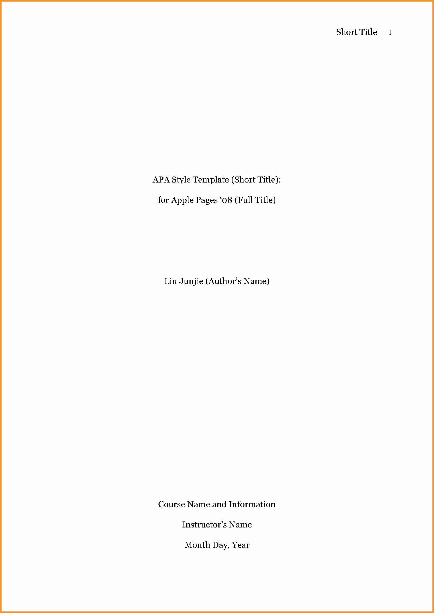 cover page for essay apa