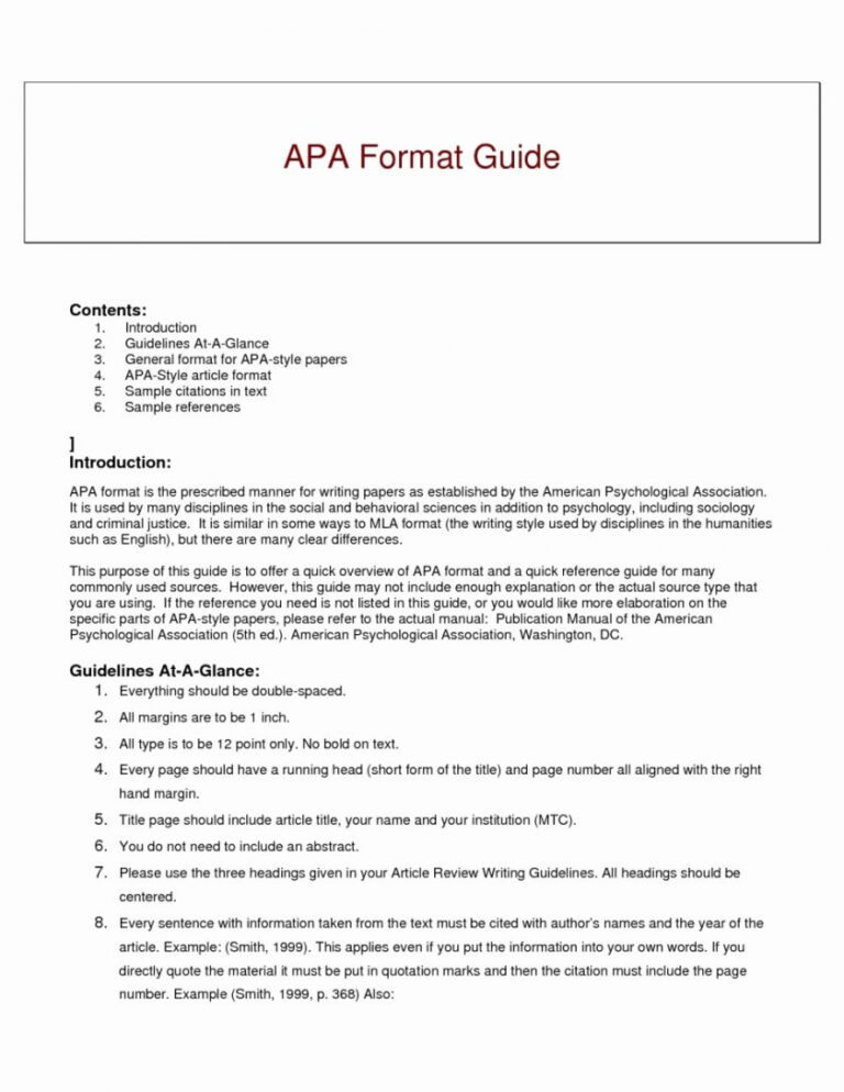Apa Style Research Er Template Word Sample Outline 6Th With Apa Word