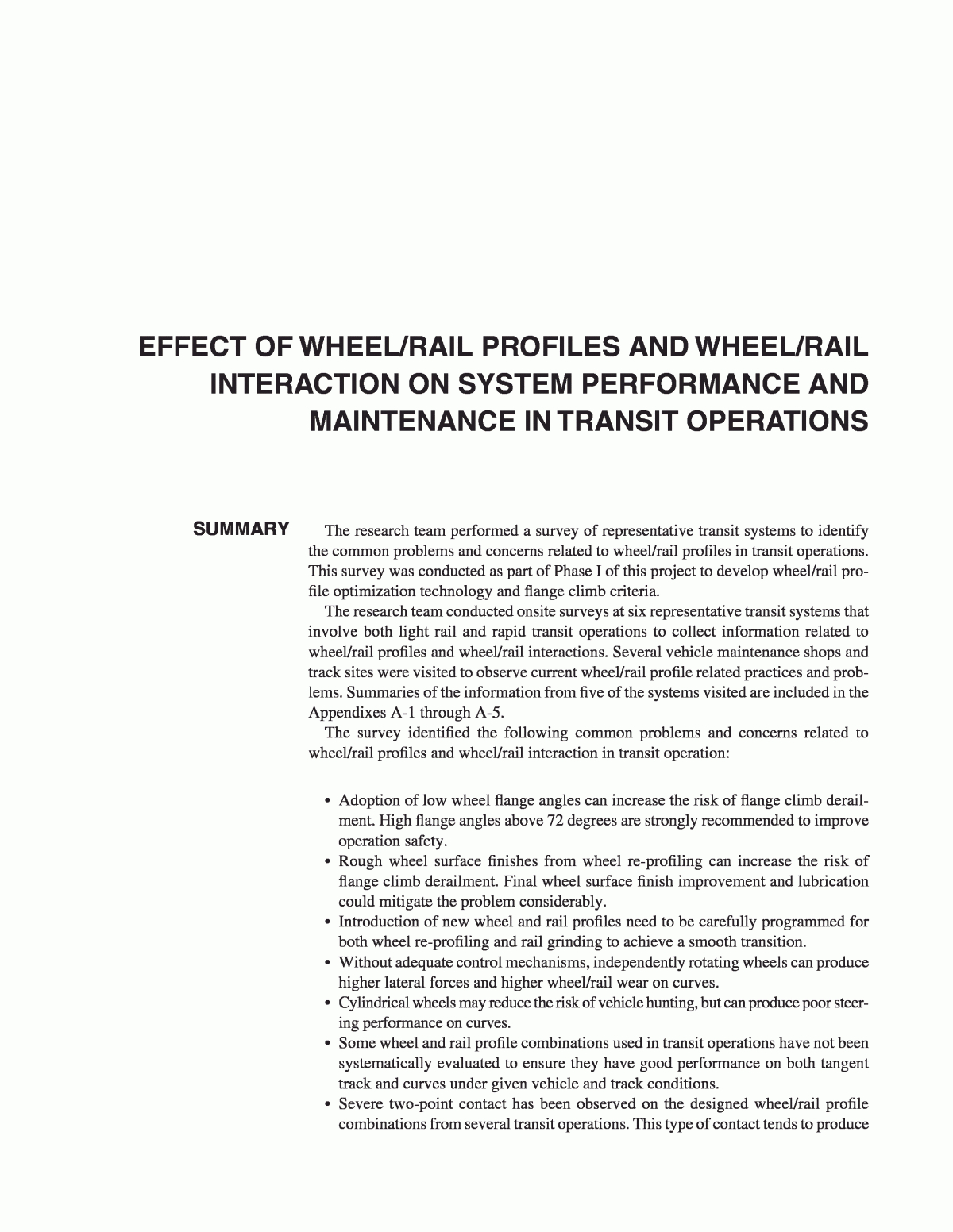 Appendix A – Effect Of Wheel/rail Profiles And Wheel/rail Regarding Blank Performance Profile Wheel Template