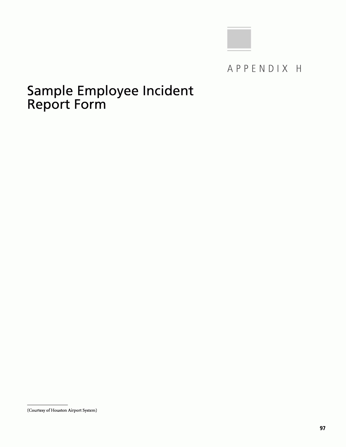 Appendix H – Sample Employee Incident Report Form | Airport For Incident Report Book Template