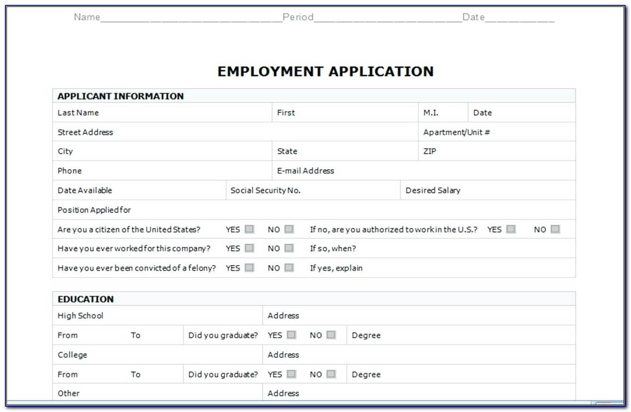 Application Form Template Word Free – Form : Resume Examples Throughout Job Application Template Word