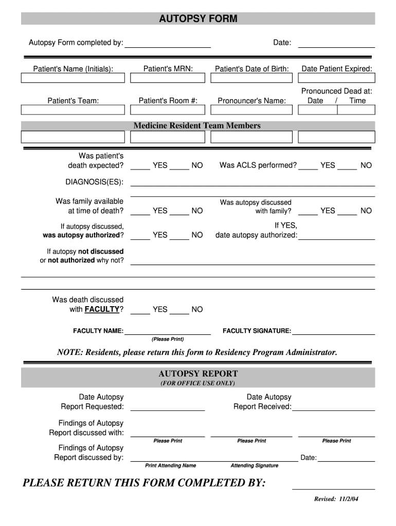 Autopsy Report Template - Fill Online, Printable, Fillable In Coroner's Report Template