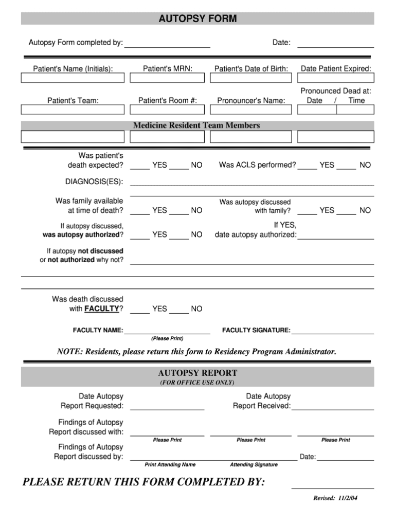 Autopsy Report Template Fill Online, Printable, Fillable Inside Blank