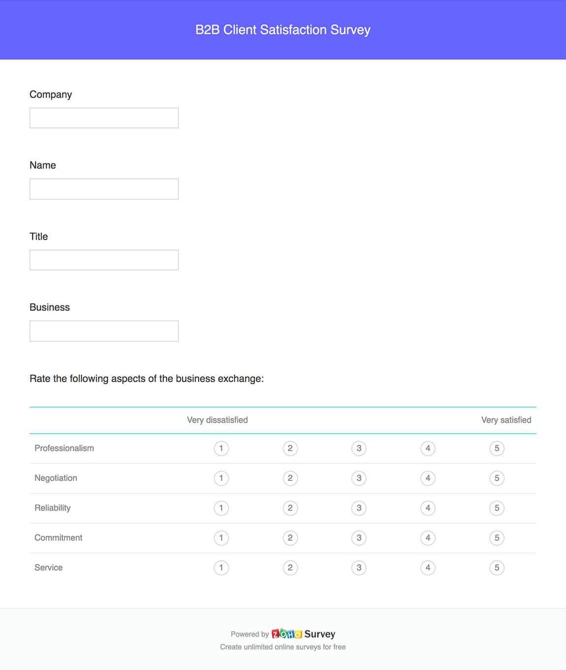 B2B Client Satisfaction Survey Template – Zoho Survey Pertaining To Customer Satisfaction Report Template