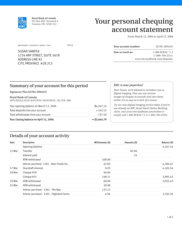 Blank Bank Statement Template Download