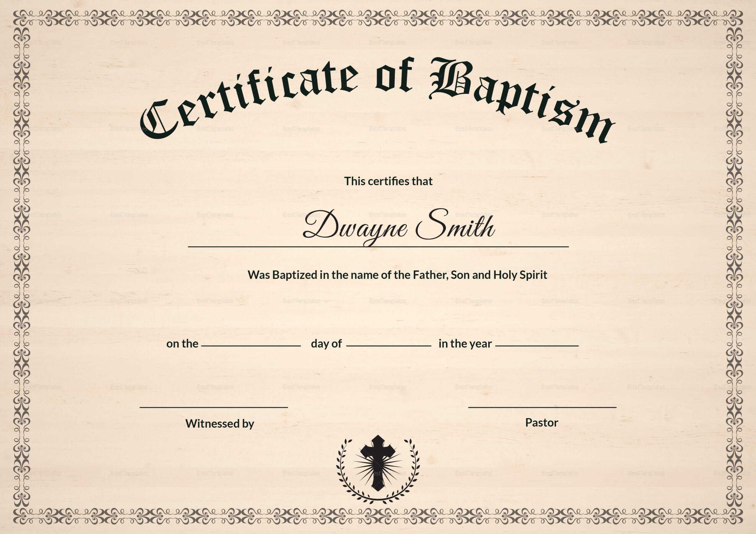 Baptism Certificate Template With Regard To Baptism Certificate Template Word