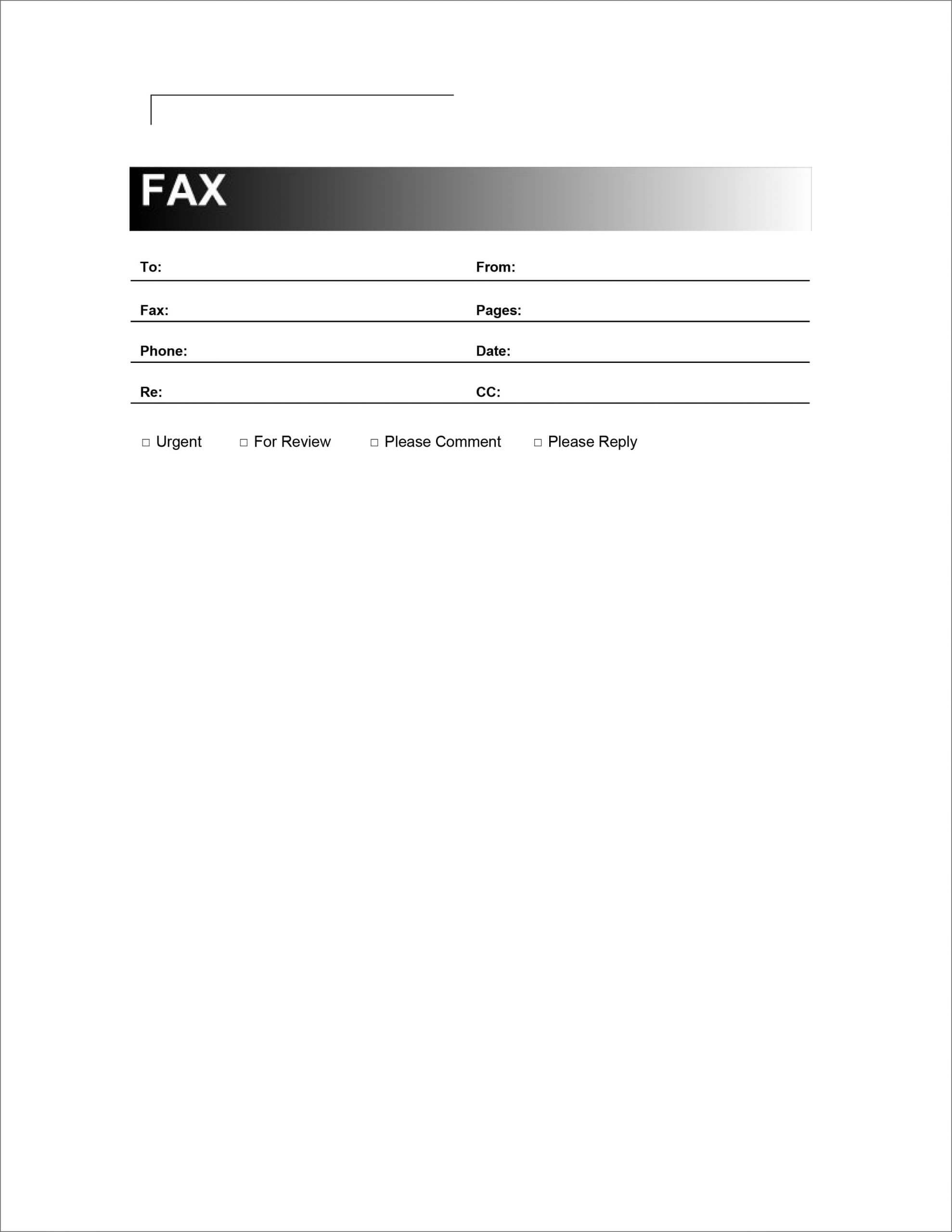 Basic Fax Cover Sheet Template Free Pdf Generic Printable Pertaining To Fax Cover Sheet Template Word 2010