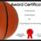 Basketball Certificates Throughout Soccer Certificate Templates For Word