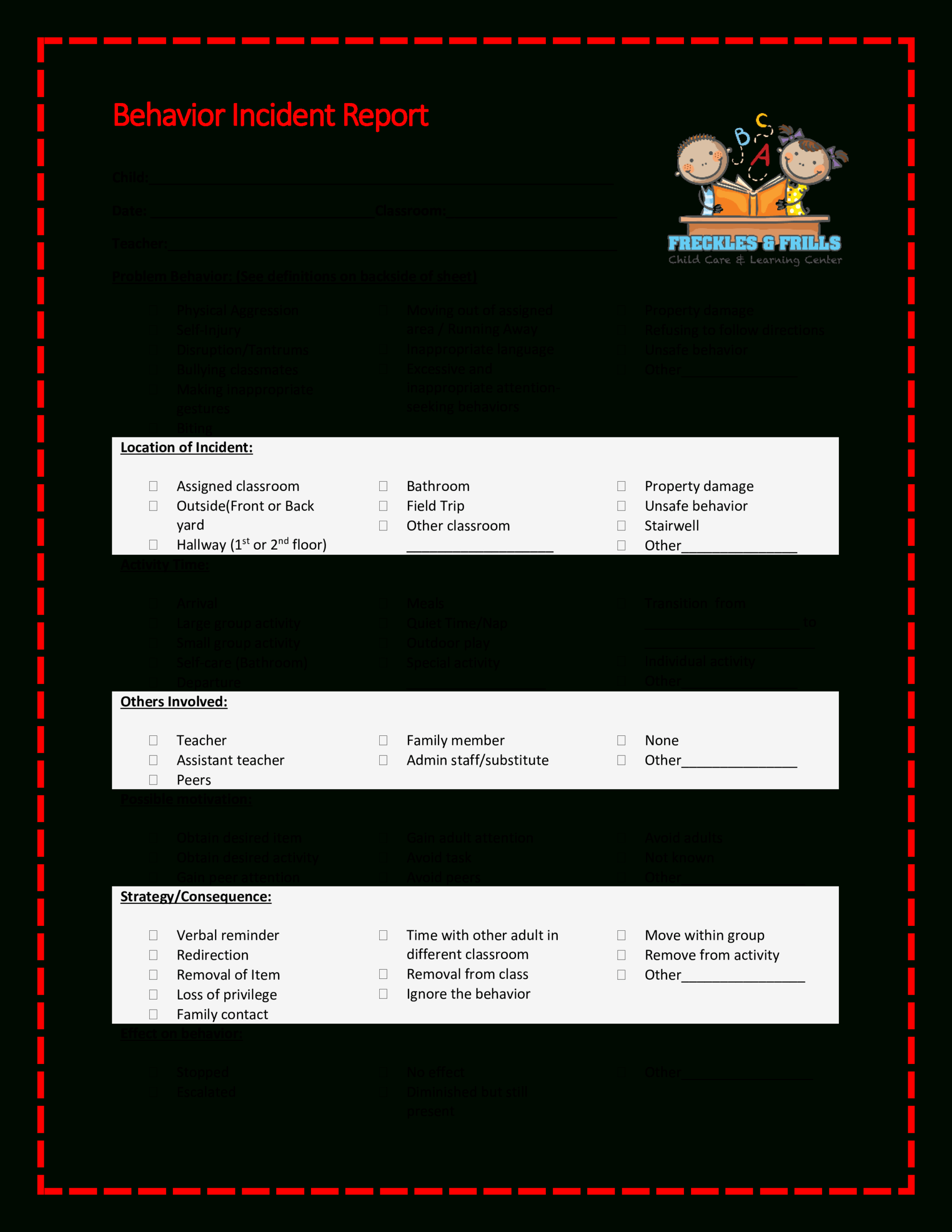 Behavior Incident Report – Colona.rsd7 In Behaviour Report Template