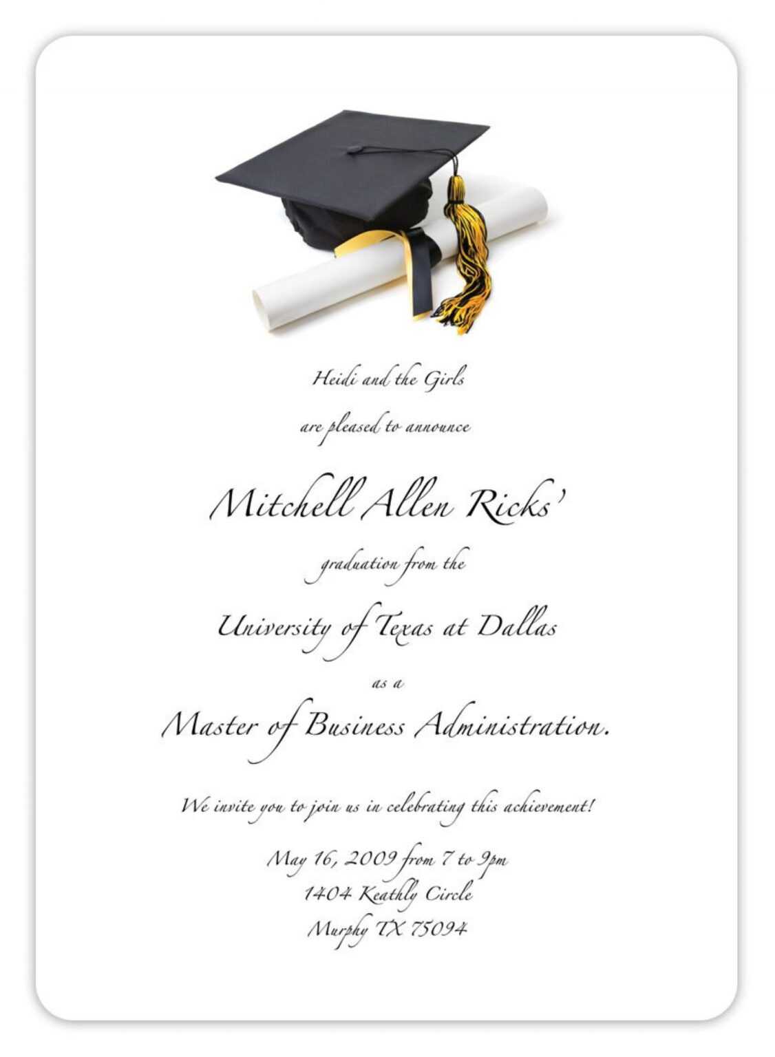 Graduation Invitation Templates Microsoft Word