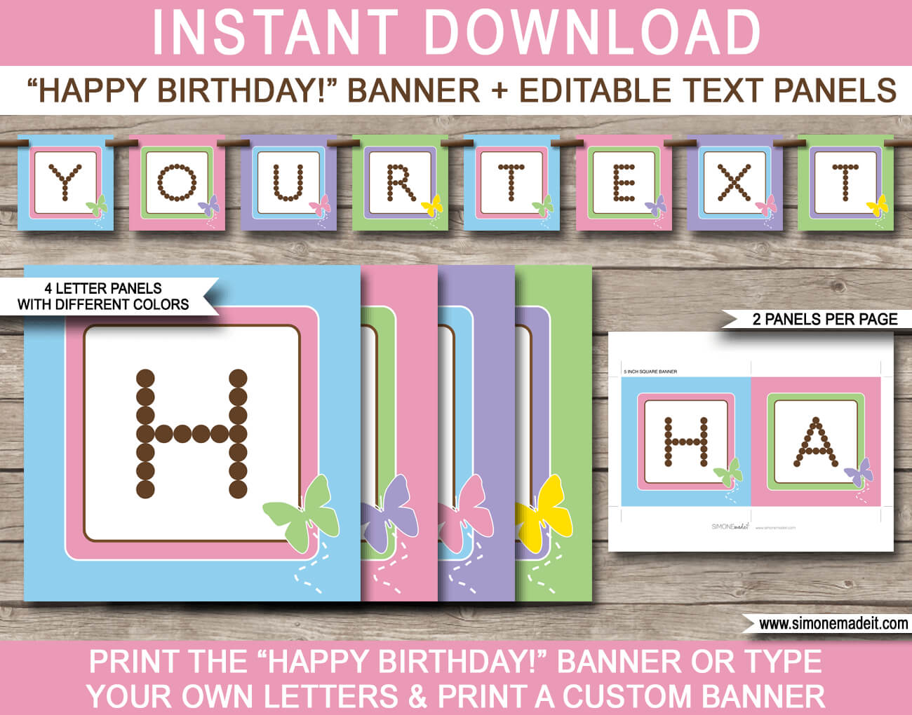 Birthday Banner Template Butterfly Party Photoshop Free In Diy Banner Template Free