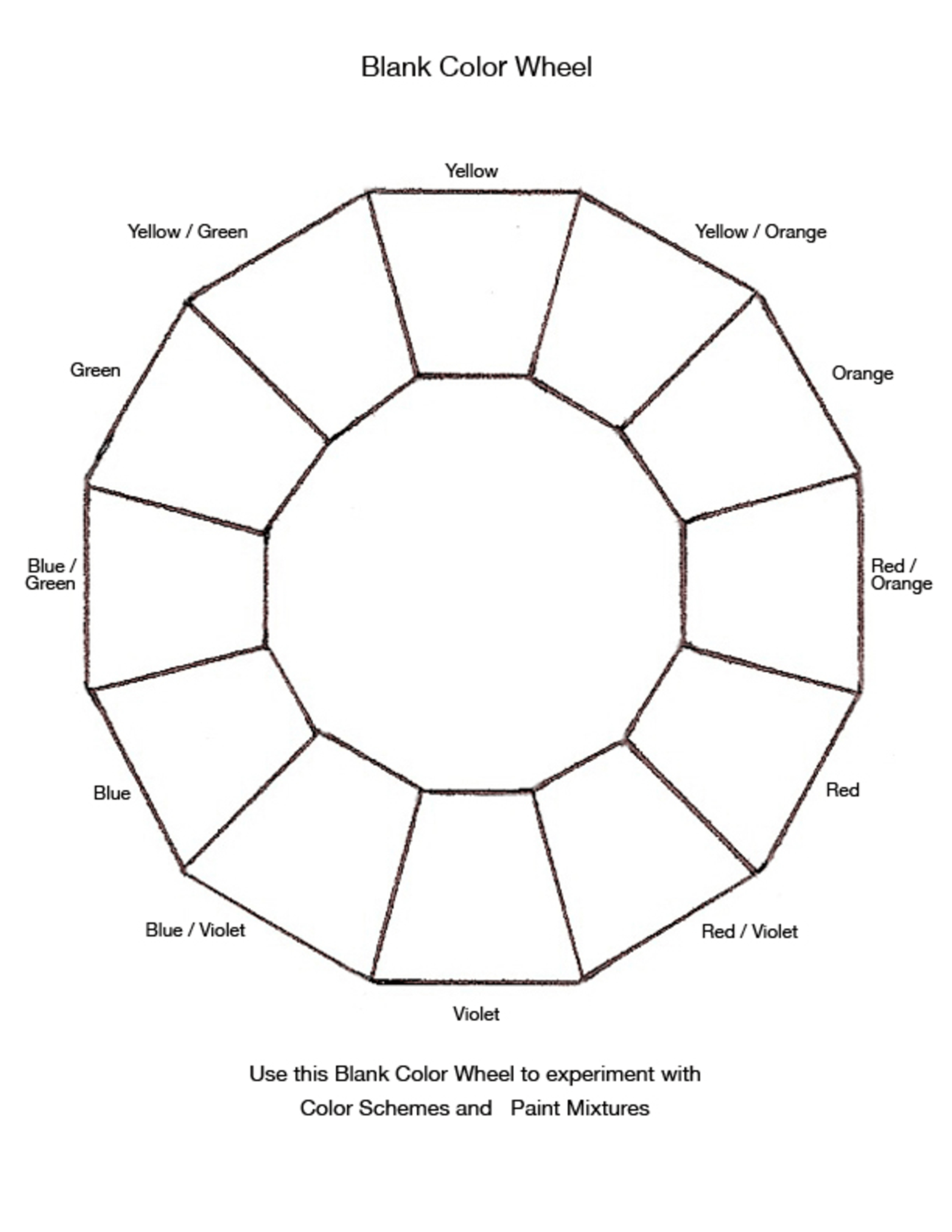 Blank Color Wheel Chart Templates At Allbusinesstemplates inside