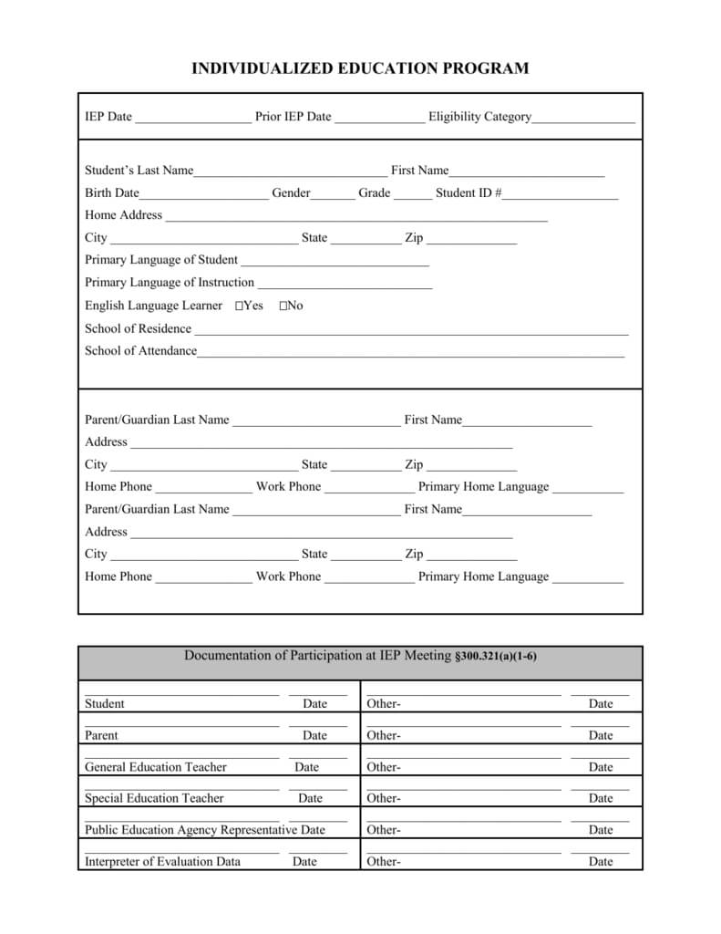 Blank Iep Form Pertaining To Blank Iep Template