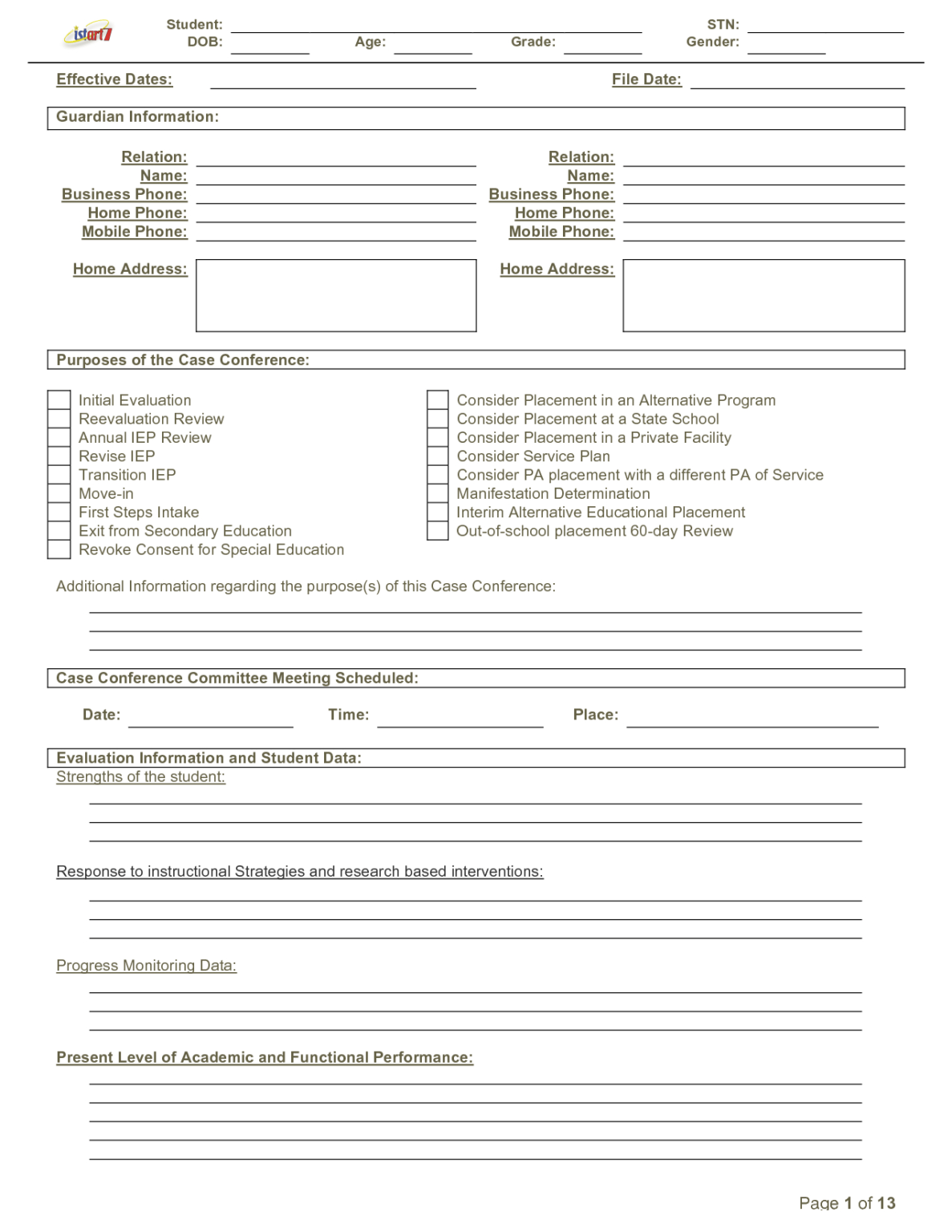 Blank Iep Form Template – Template Regarding Blank Iep Template - Best ...